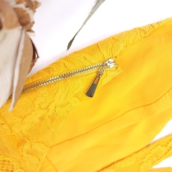 New Revolve NBD x Naven Yellow Embroidered Gorgeous Low Back Dress Sz Xs - Picture 13 of 16